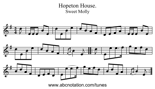 Hopeton House. - staff notation