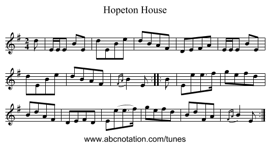 Hopeton House - staff notation