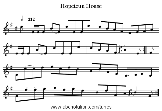 Hopetoun House - staff notation