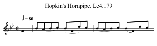 Hopkin's Hornpipe. Le4.179 - staff notation
