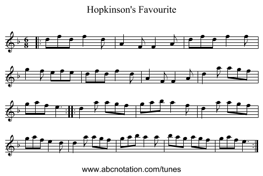 Hopkinson's Favourite - staff notation