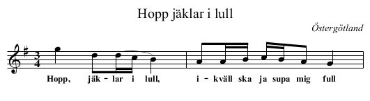 Hopp j&auml;klar i lull - staff notation