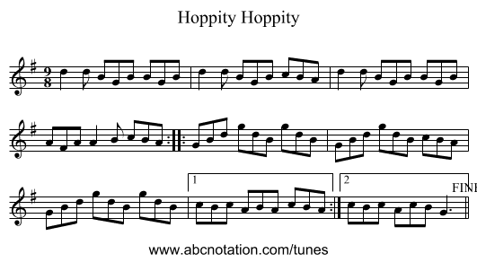 Hoppity Hoppity - staff notation