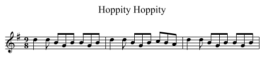 Hoppity Hoppity - staff notation
