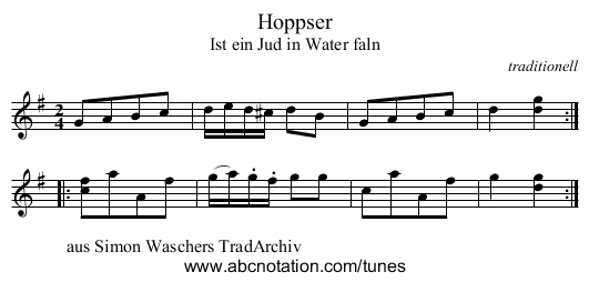 Hoppser - staff notation