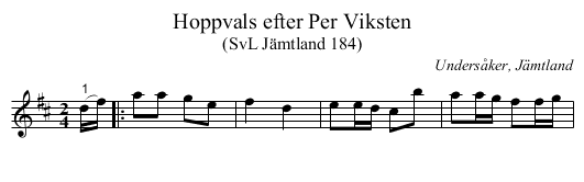 Hoppvals efter Per Viksten - staff notation