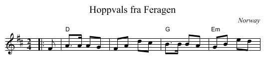 Hoppvals fra Feragen - staff notation
