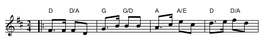 Hoppvals i D og A (simplified) - staff notation