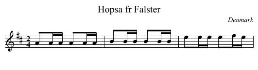 Hopsa fr Falster - staff notation