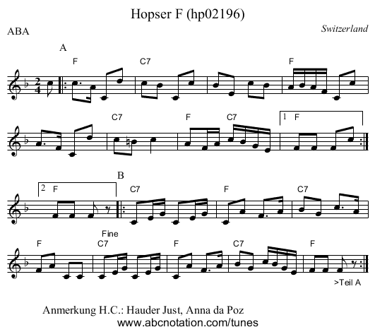 Hopser F (hp02196) - staff notation