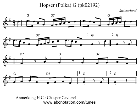 Hopser (Polka) G (pk02192) - staff notation