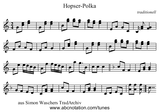 Hopser-Polka - staff notation