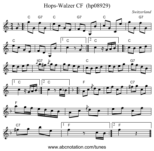 Hops-Walzer CF  (hp08929) - staff notation