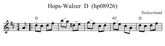 Hops-Walzer  D  (hp08926) - staff notation