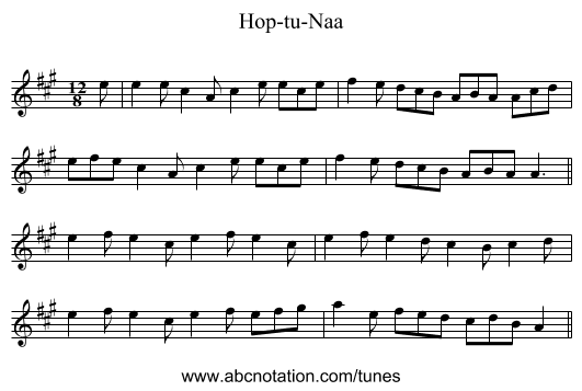 Hop-tu-Naa - staff notation