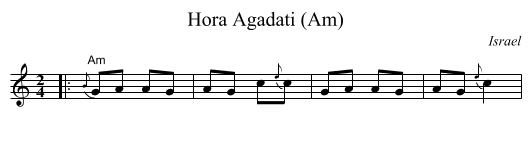 Hora Agadati (Am) - staff notation