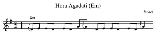 Hora Agadati (Em) - staff notation