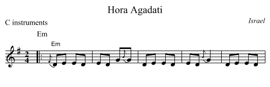 Hora Agadati - staff notation