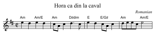 Hora ca din la caval - staff notation