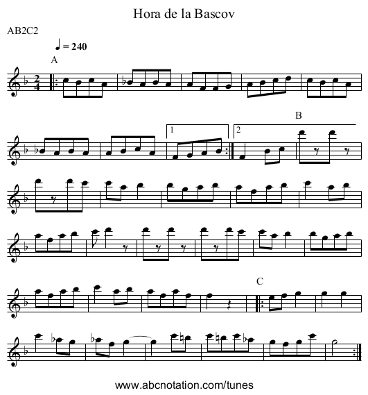 Hora de la Bascov - staff notation