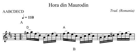 Hora din Maurodin - staff notation