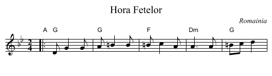 Hora Fetelor - staff notation
