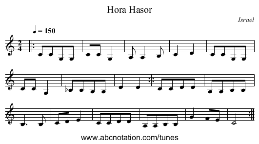 Hora Hasor - staff notation