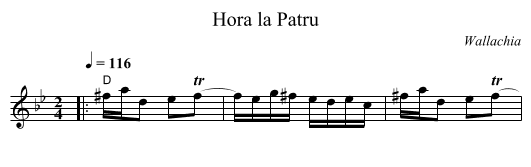 Hora la Patru - staff notation