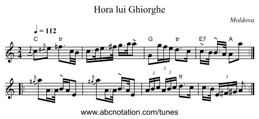 Hora lui Ghiorghe - staff notation