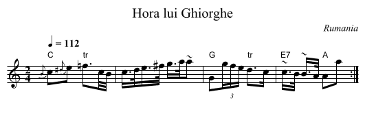 Hora lui Ghiorghe - staff notation