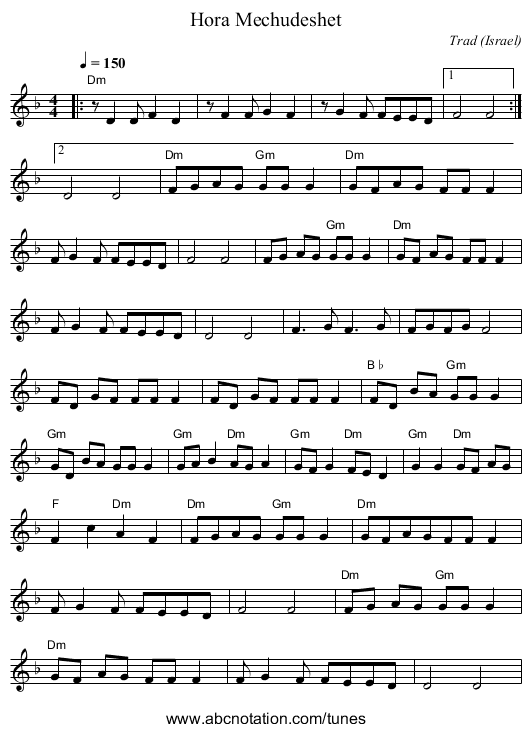 Hora Mechudeshet - staff notation