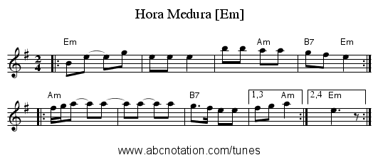Hora Medura [Em] - staff notation