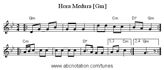 Hora Medura [Gm] - staff notation