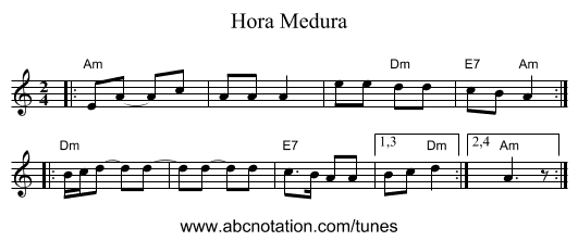 Hora Medura - staff notation