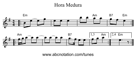 Hora Medura - staff notation