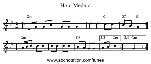 Hora Medura - staff notation