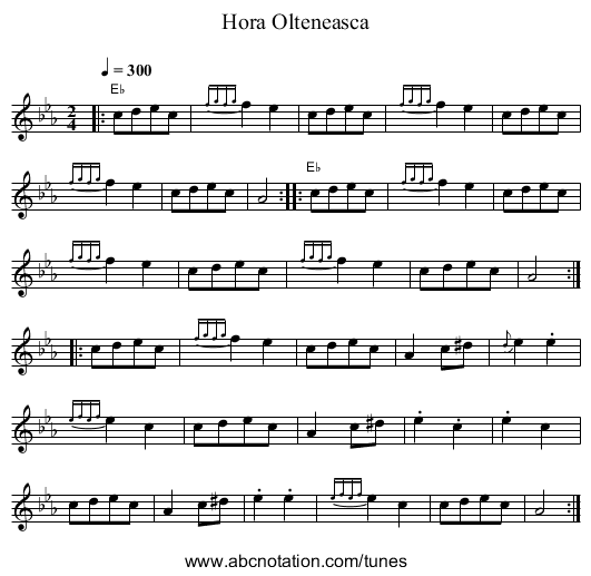 Hora Olteneasca - staff notation