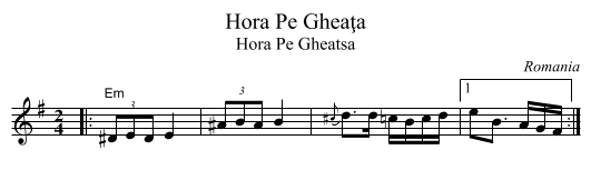 Hora Pe Gheaţa - staff notation