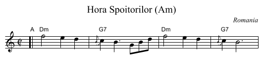 Hora Spoitorilor (Am) - staff notation