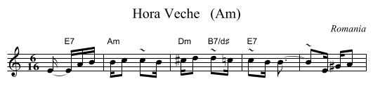 Hora Veche   (Am) - staff notation