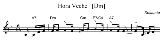 Hora Veche   [Dm] - staff notation
