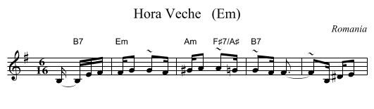 Hora Veche   (Em) - staff notation