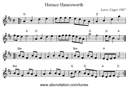 Horace Hanesworth - staff notation