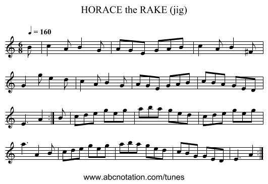 HORACE the RAKE (jig) - staff notation