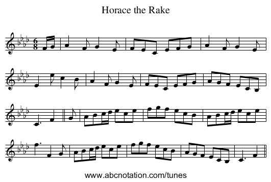 Horace the Rake - staff notation