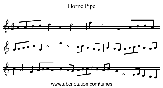 Horne Pipe - staff notation