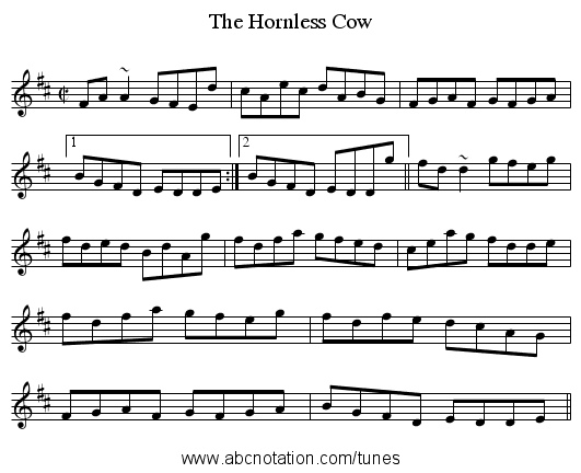 Hornless Cow, The - staff notation
