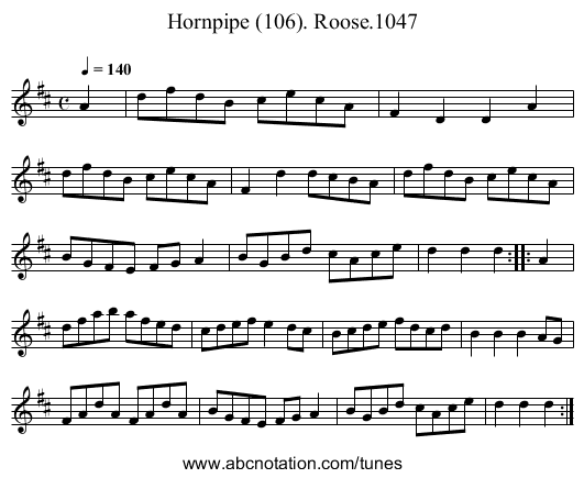 Hornpipe (106). Roose.1047 - staff notation
