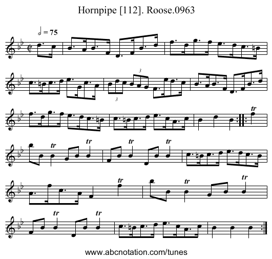 Hornpipe [112]. Roose.0963 - staff notation