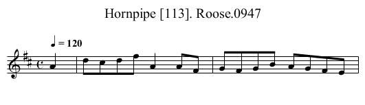 Hornpipe [113]. Roose.0947 - staff notation